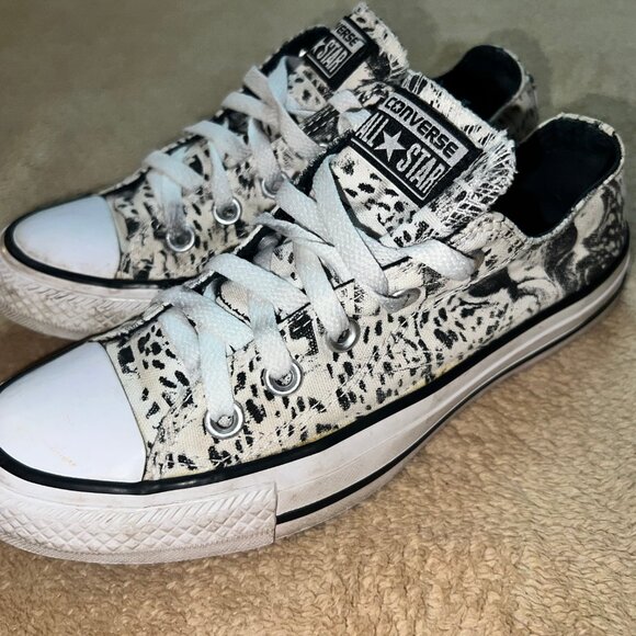 Converse Chuck Taylor Women Sz 5 Black White Cheetah Animal All Star‎ S03 - Picture 2 of 8